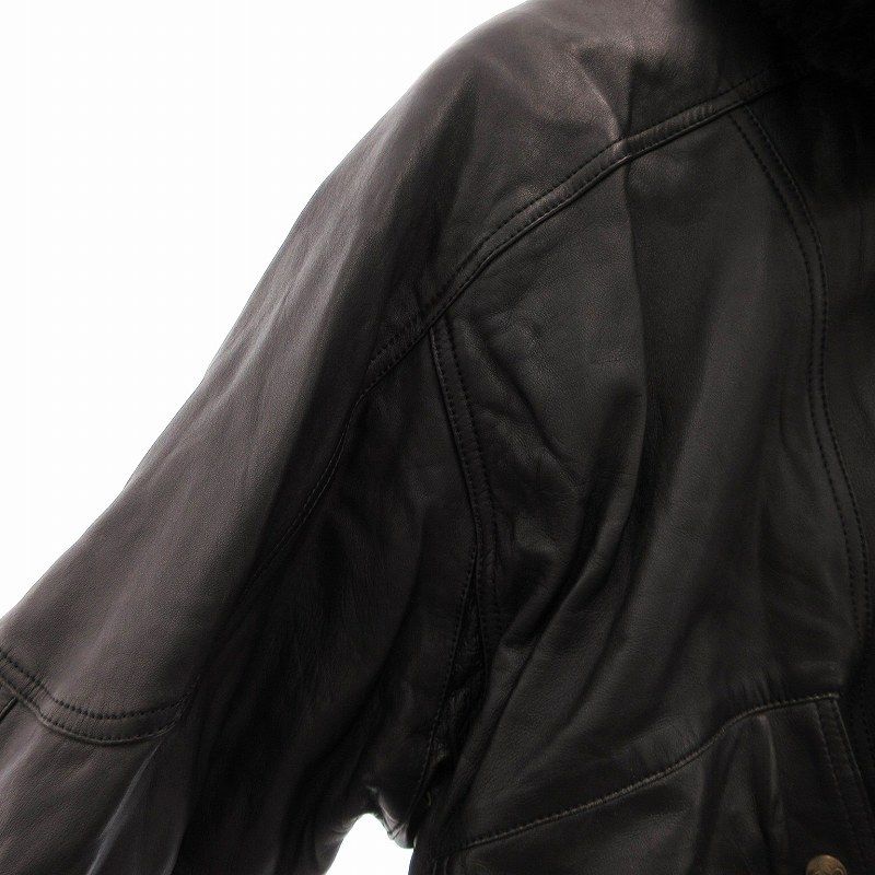 ノーブランド A-2 フライトジャケット 革ジャン ラムレザー 羊革 衿