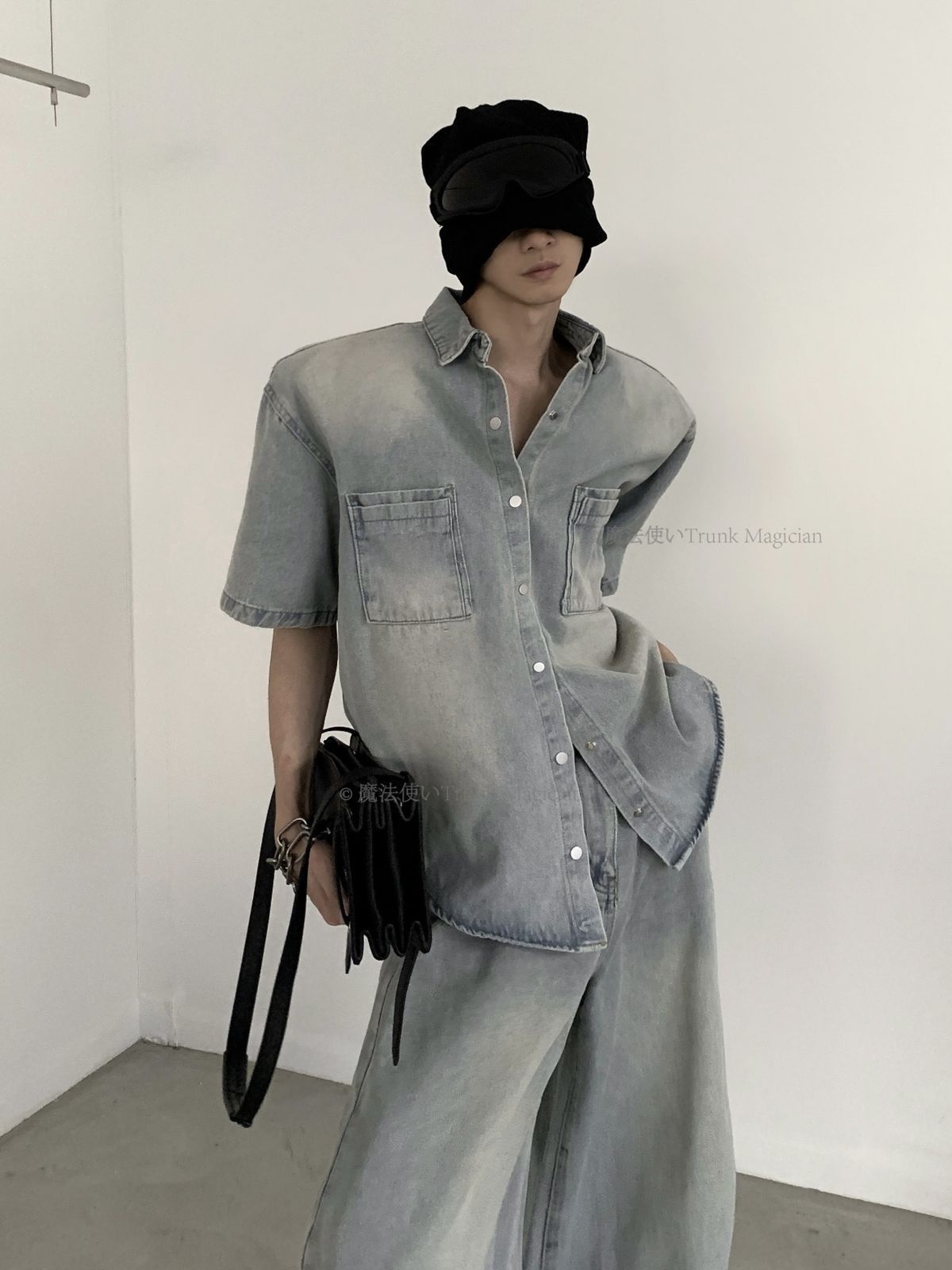 デニム 半袖 Tシャツ セットアップ パンツ ウォッシュ CCVZ1026P154