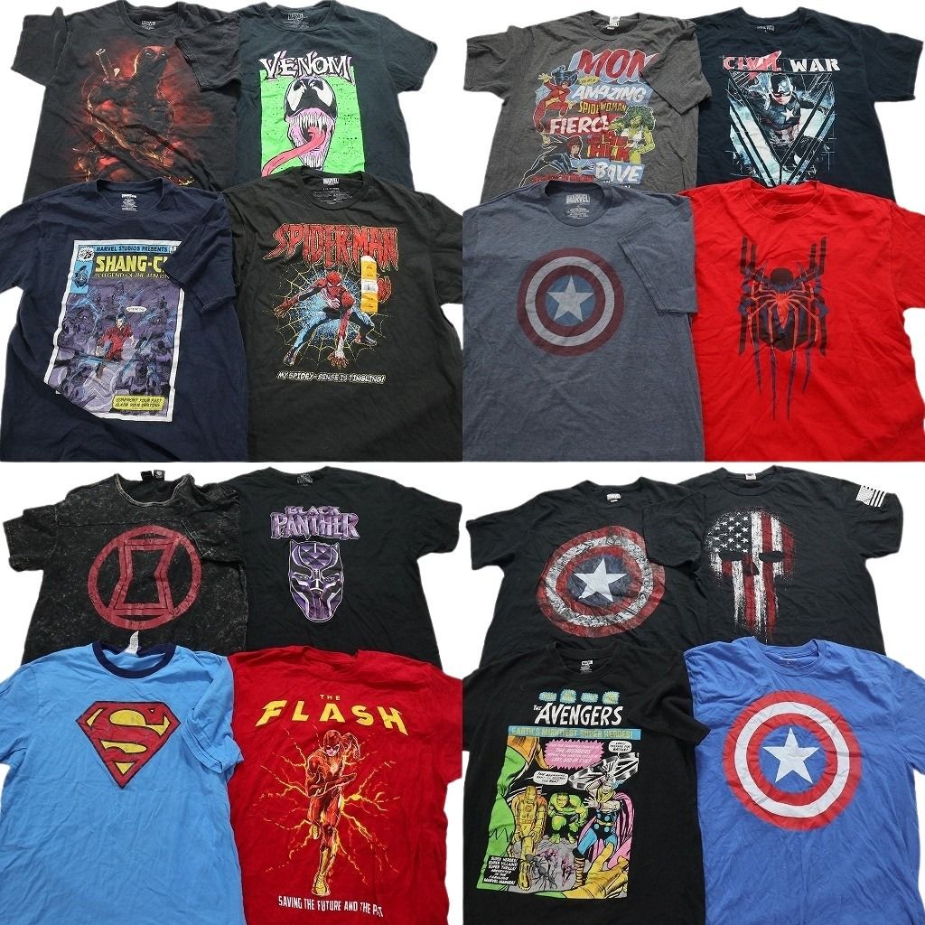 古着卸 マーベル DCコミック 半袖Tシャツ 16枚セット メンズ L スパイダーマン デッドプール ヴェノム 古着 NA1555