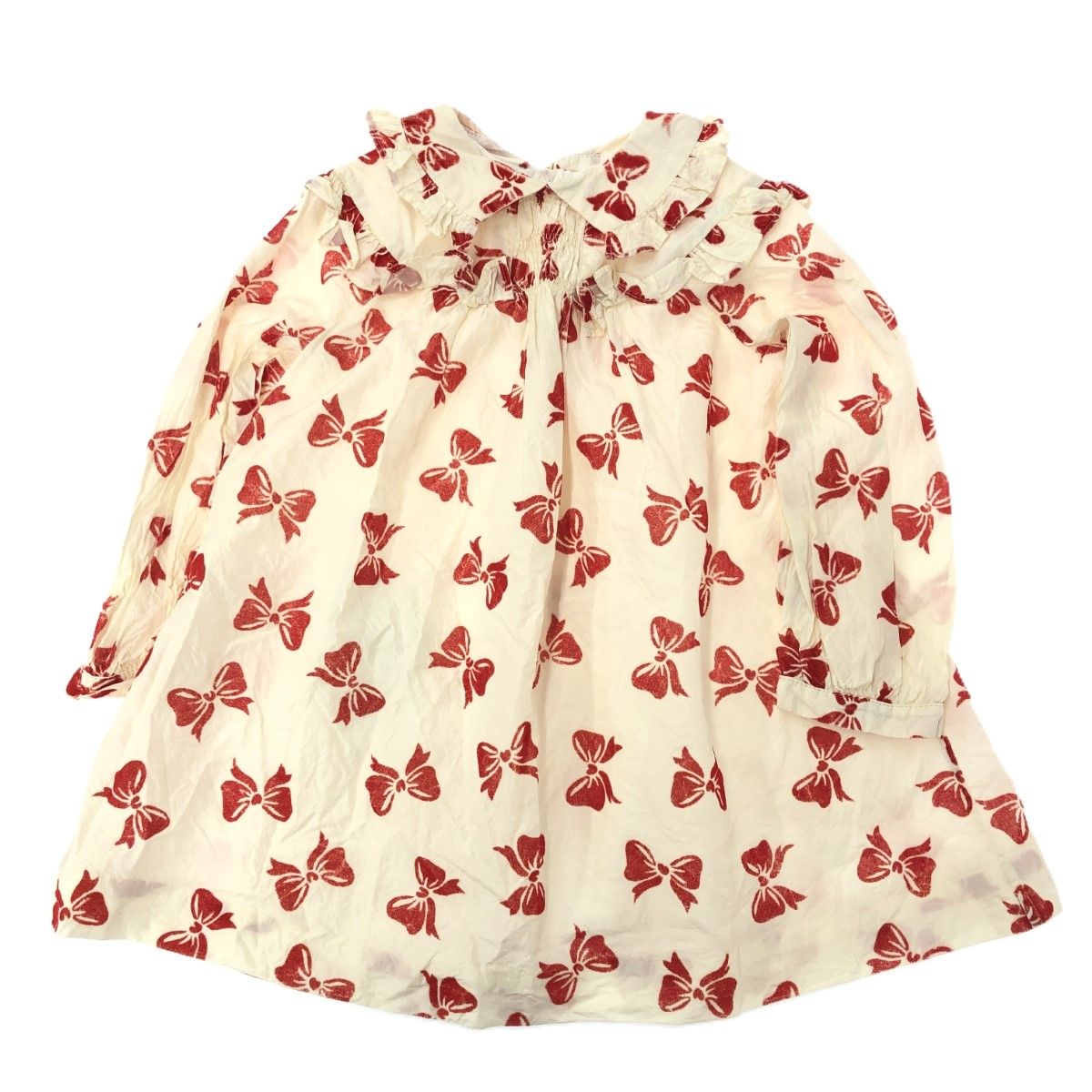 GUCCI グッチ 長袖 フリル リボンプリント ワンピース サイズ:18/24m