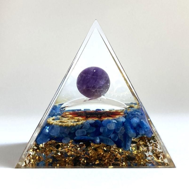 ピラミッド型 程よかっ オルゴナイト 金運財運仕事運アップ黄金蛇皮  