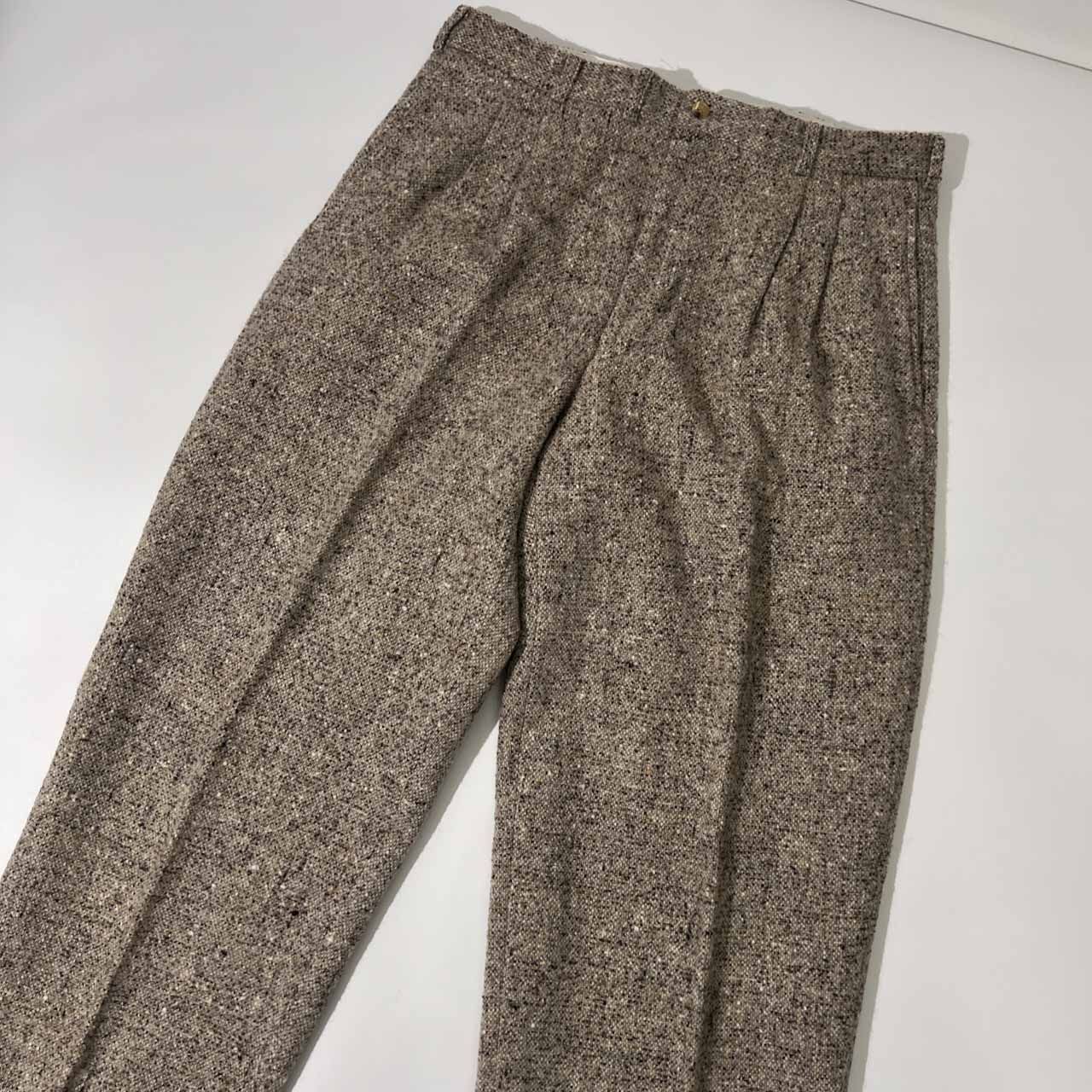 PAPAS パパス ツイード ネップ ツータック スラックスパンツ L/グレー