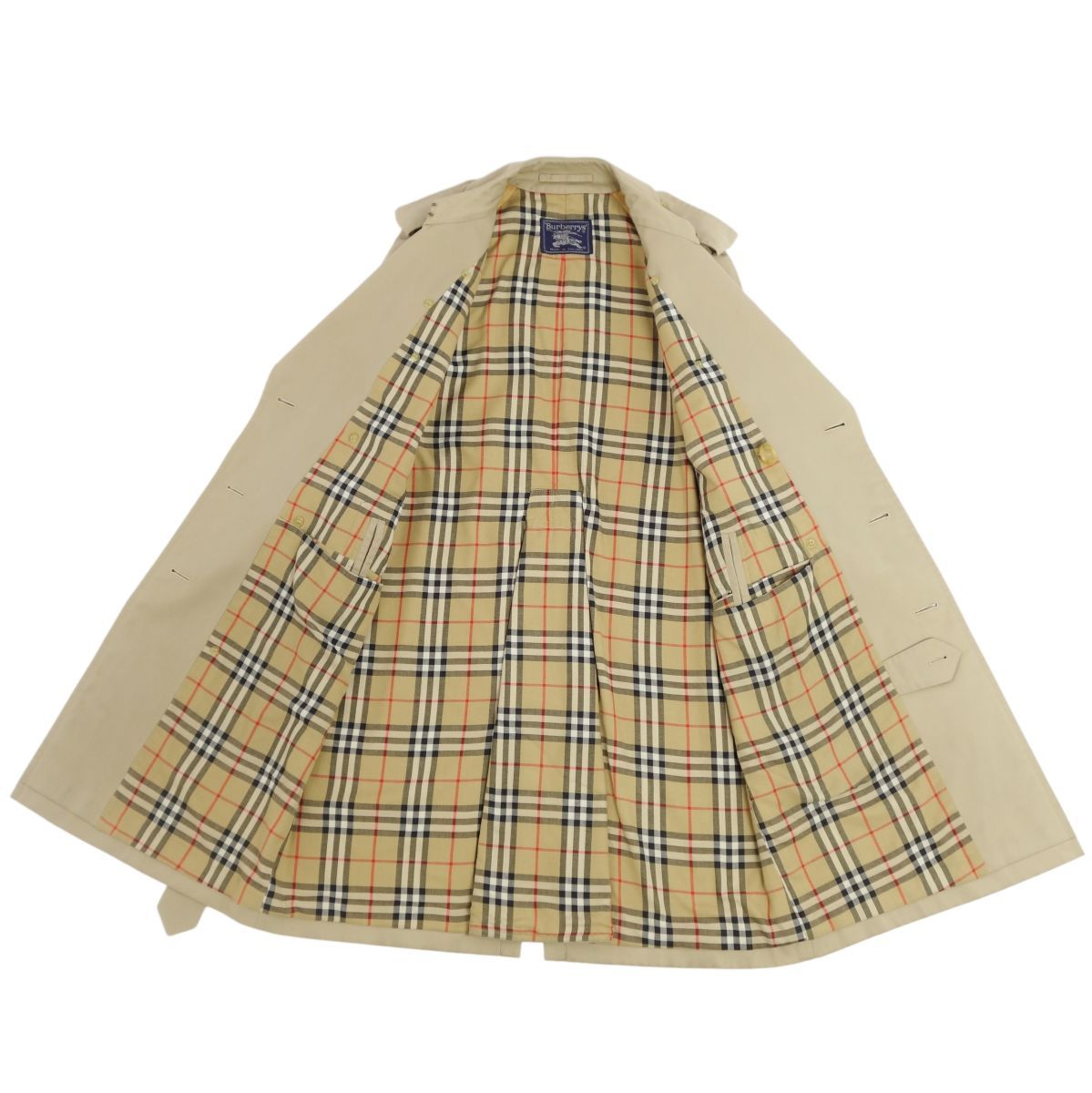 美品 Vintage バーバリー Burberrys コート トレンチコート 裏チェック ベルト付き 英国製 アウター メンズ 40SHORT(M相当) ベージュ 美品 Vintage バーバリー Burberrys コート トレンチコート 裏チェック