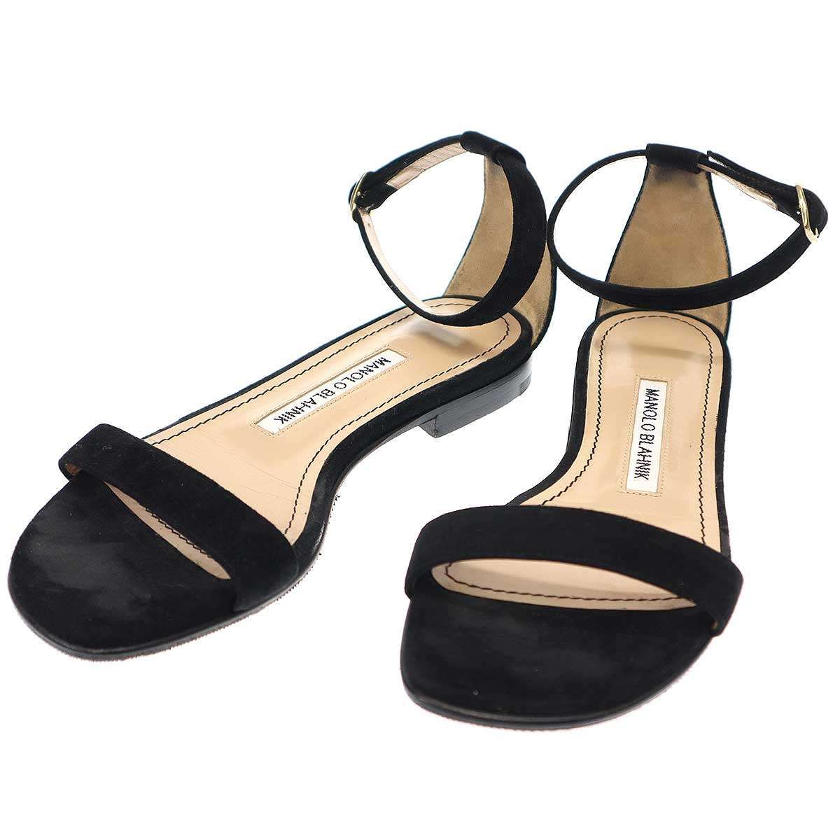 MANOLO BLAHNIK マノロブラニク フラットレザーサンダル ブラック 36