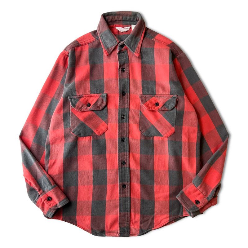 希少 70s USA製 FROSTPROOF フランネルシャツ 70s USA製 FROSTPROOF ブロック チェック ヘビー フランネル