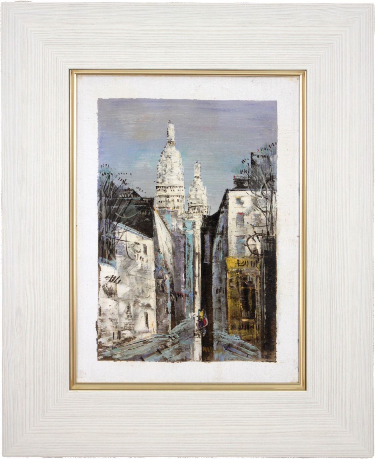 美術品・アンティーク・コレクション 作家不明『街角』油彩画 絵画