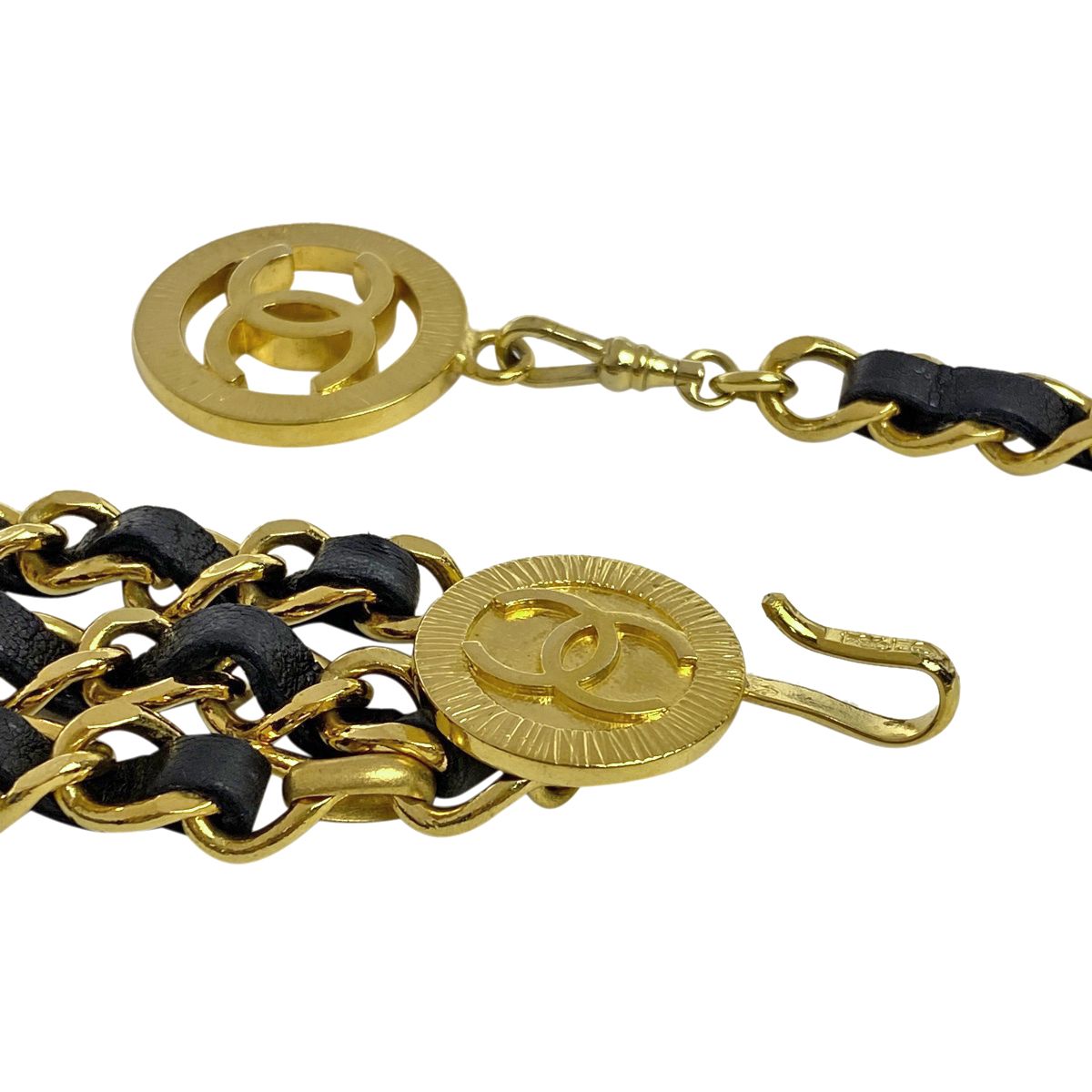 シャネル CHANEL ココマーク チェーン ベルト 3連 GP レザー 
