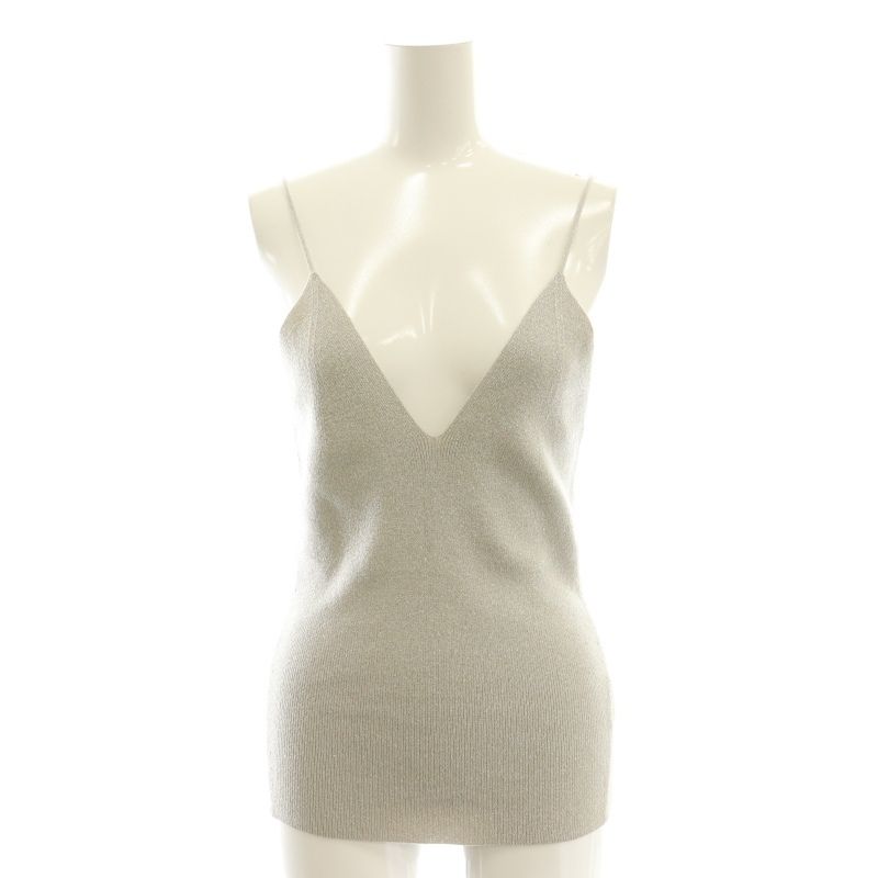 カナコサカイ KANAKO SAKAI RIBBED-KNIT CAMISOLE リブニットキャミソール ラメ 36 グレー |SS OS