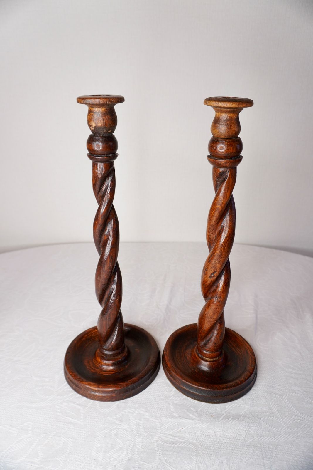 イギリス アンティーク 木製キャンドルホルダー 2個セット 英国