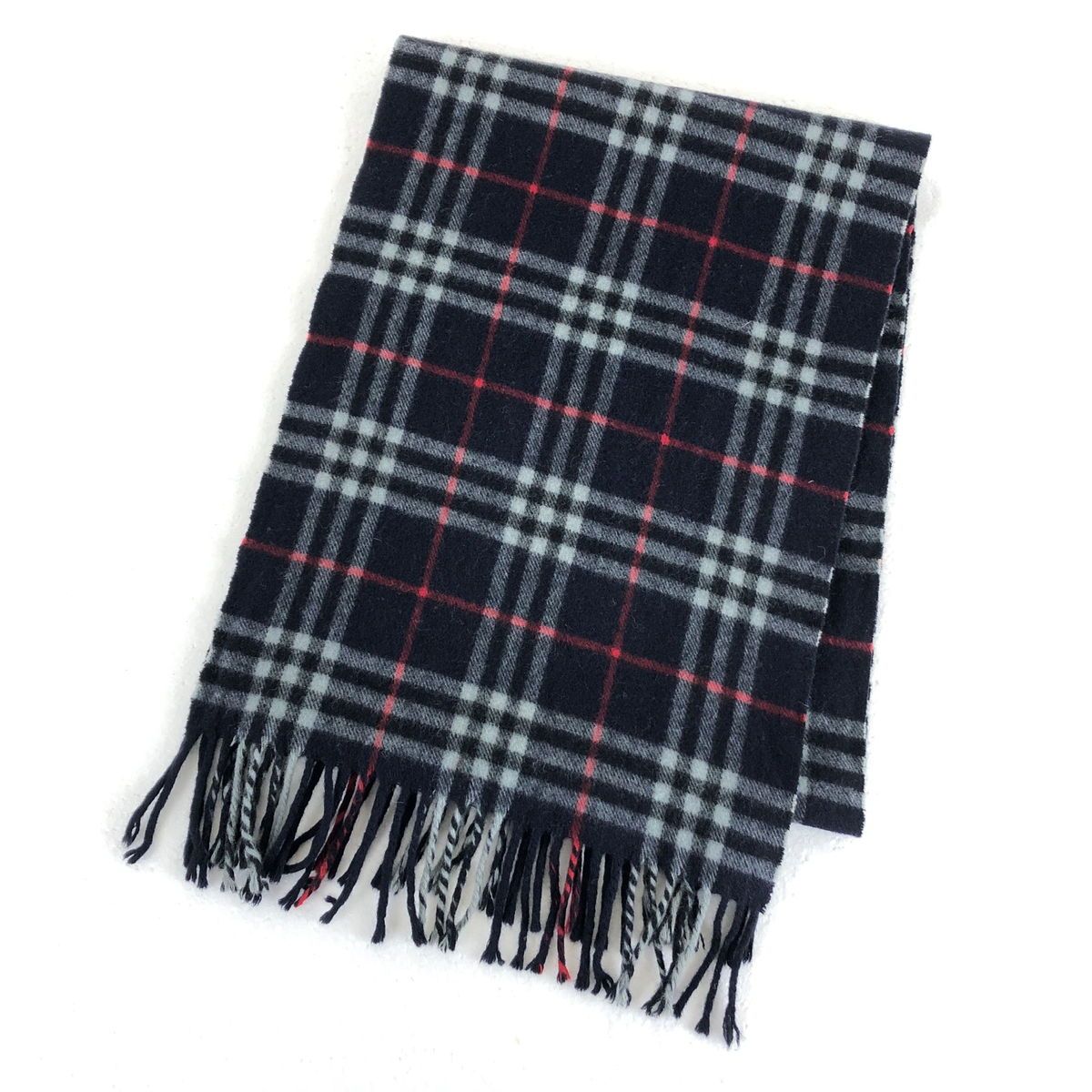 【古着】 BURBERRY’S バーバリー マフラー ラムウール チェック 英国製 90年代 ヴィンテージ ブラック系 【中古】 n042249