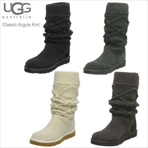 UGG ニットブーツ 黒 UGG アグ クラッシック アーガイル ニット ブーツ ブラック - メルカリ