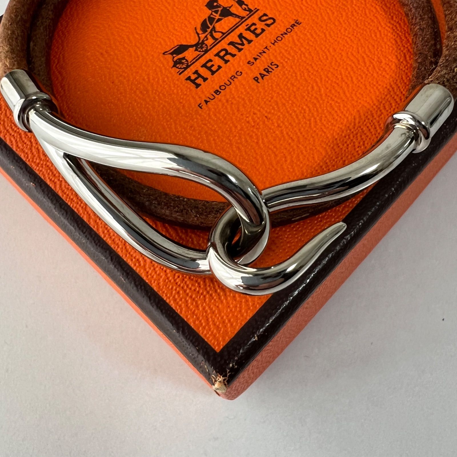 HERMES エルメス ジャンボ 2連 レザー ブラウン チョーカー