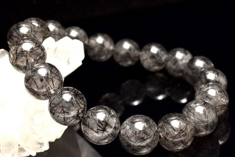 １点物 放射状 黒い針 ブラックトルマリンインクォーツ 11.5mm ブレスレット パワーストーン 天然石 _MA9327 NEXPOTALLINN_EU