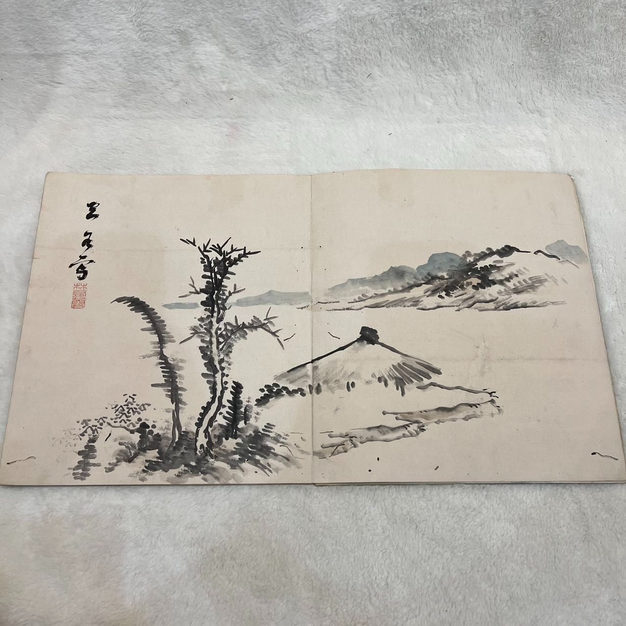 骨董品 水墨画帖 「倣學」 山水画 美術品 - メルカリ