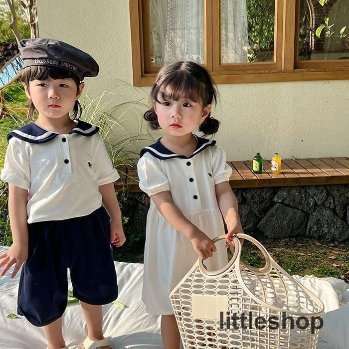 子供服 セーラー セットアップ ワンピース キッズ 上下セット 2