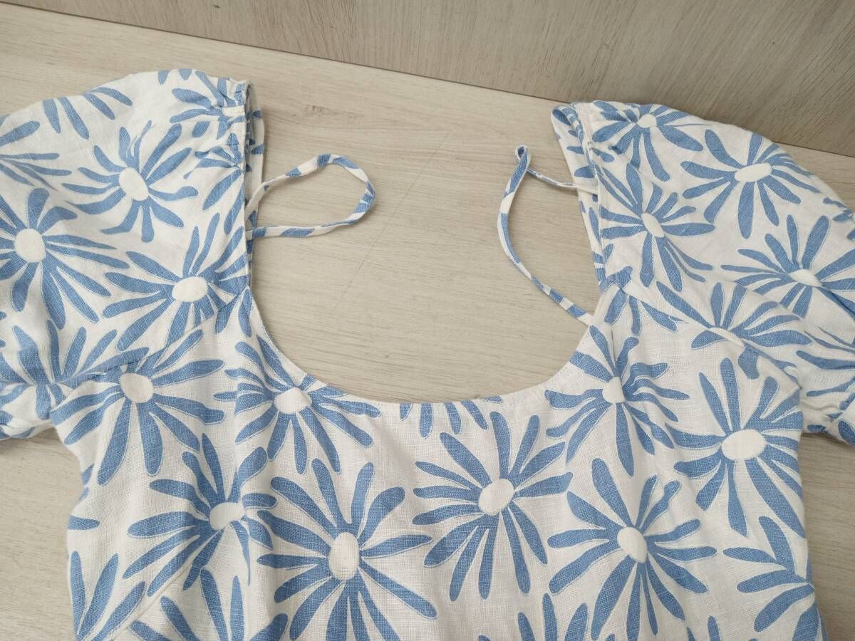 フローラルリネンミディドレス