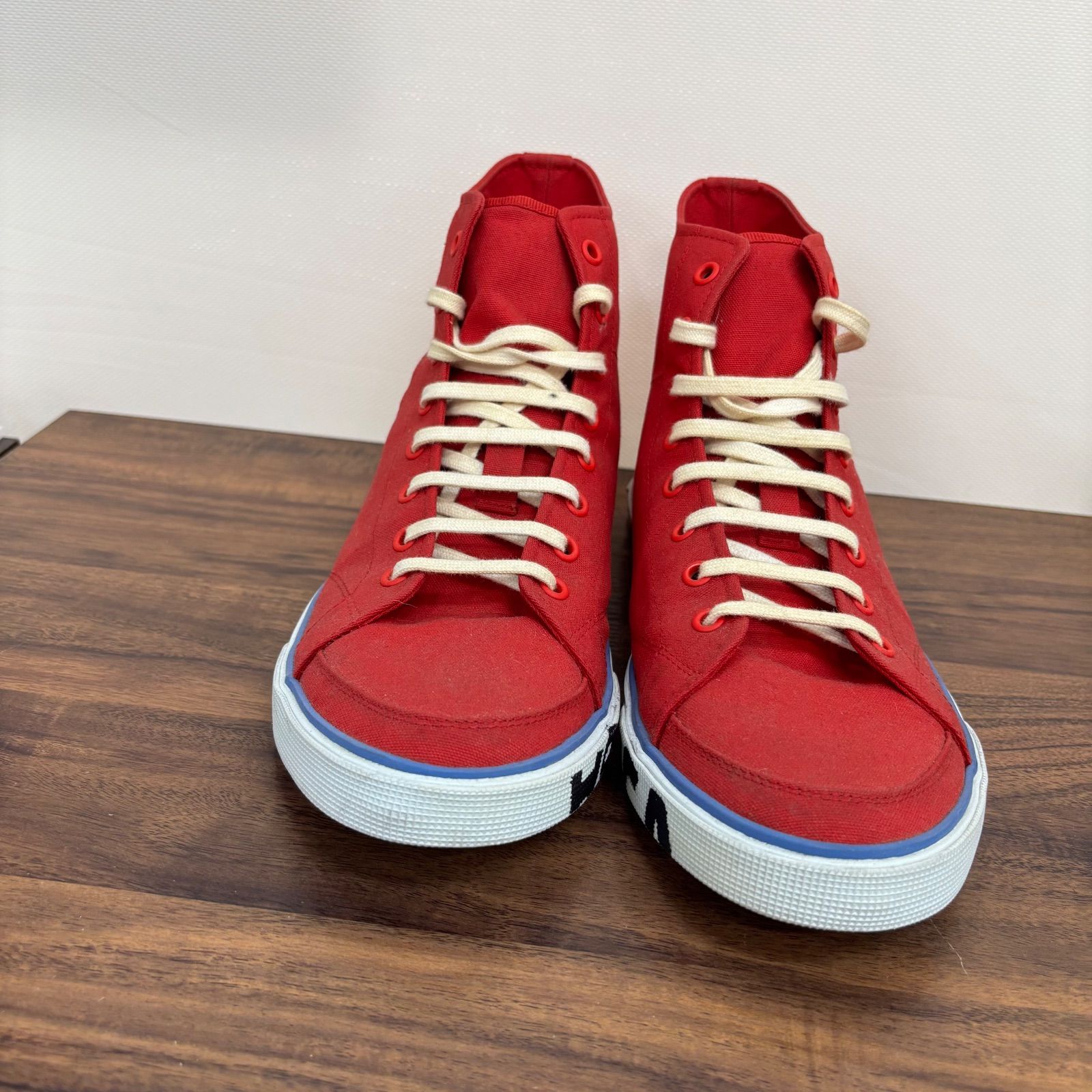 BALENCIAGA ハイカットスニーカー レッドレザー 定価9万→4万❗️】BALENCIAGA 赤レザーハイカットスニーカー