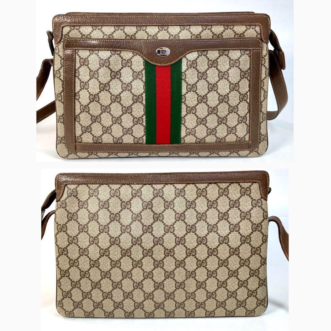 【GUCCI】グッチ シェリーライン GG柄 レザー ショルダーバッグ