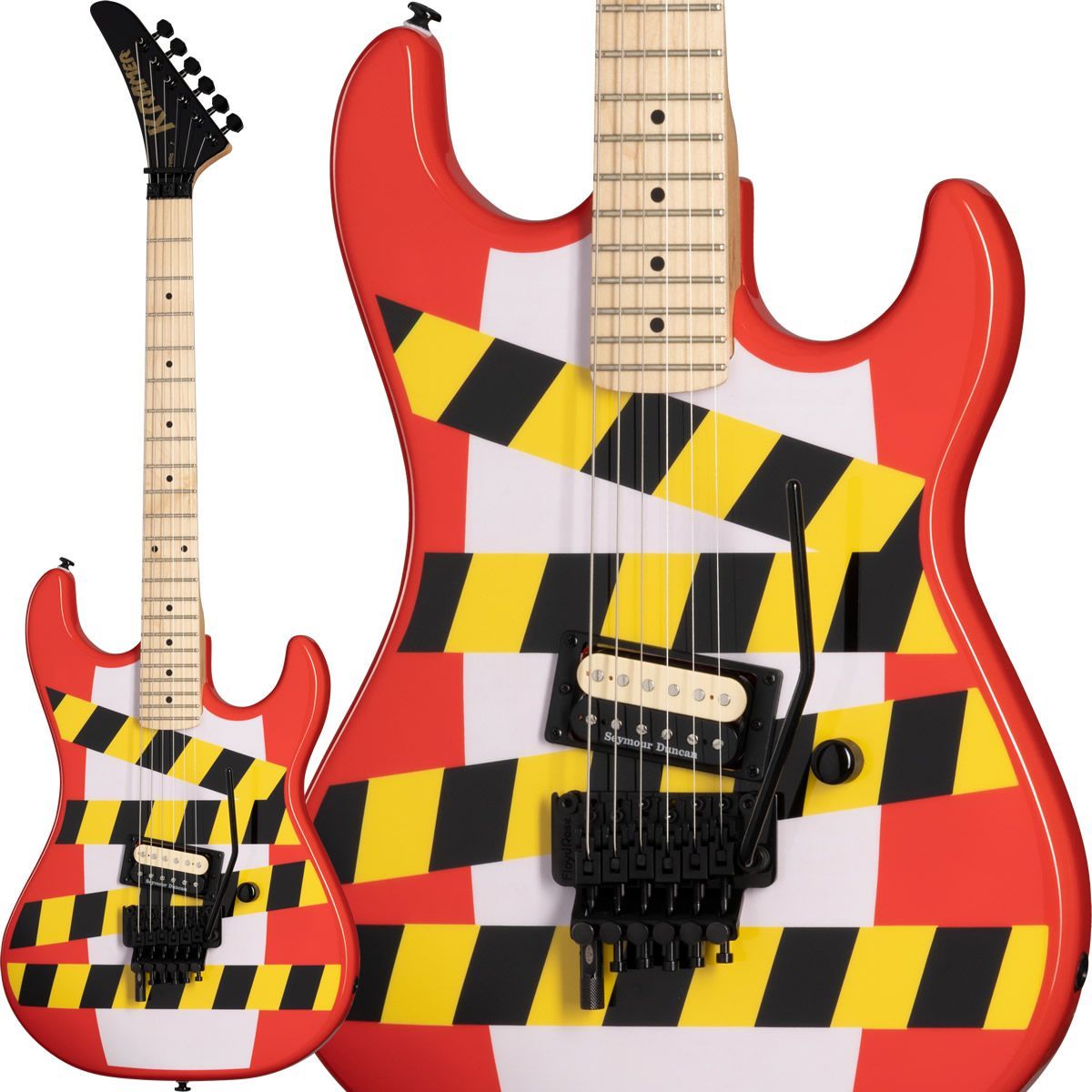 KRAMER Baretta Custom Graphics “Danger Zone” [EVH D-Tuna] (Warning Tape on White Red)