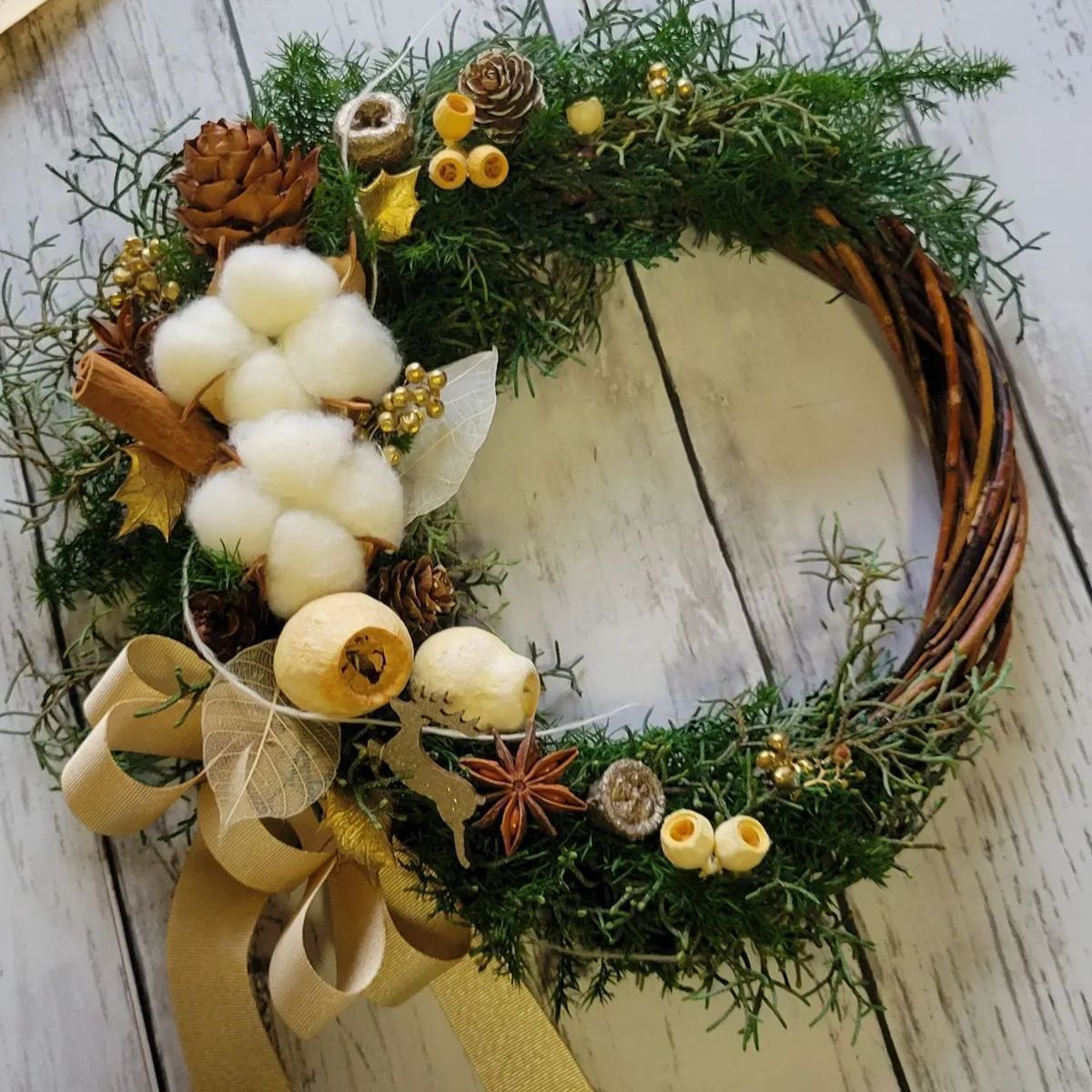 クリスマスリース　キャンドルリース　お正月リース　ホワイトリース　木の実のリース クリスマスリースキャンドルリースお正月リースホワイトリース