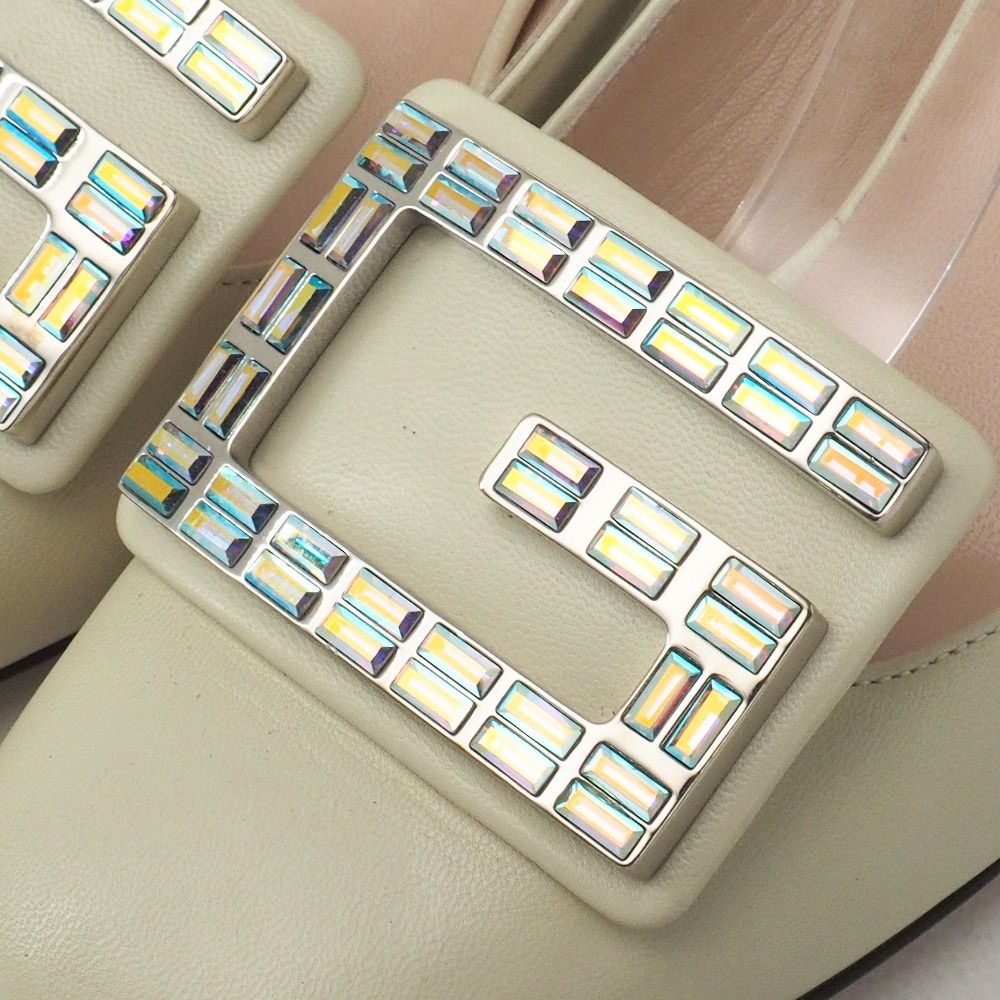 GUCCI グッチ パンプス サイズ36 レザー スクエアトゥ クリスタル Gロゴ 靴 イタリア製 ブランド古着 20251009|RA6181 KIN-KAAI_COM