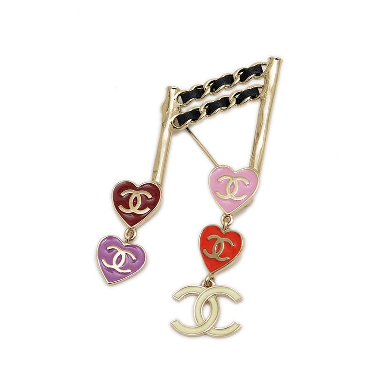 シャネル ココマーク ハート ブローチ メタル ゴールド|レッド|ピンク L24