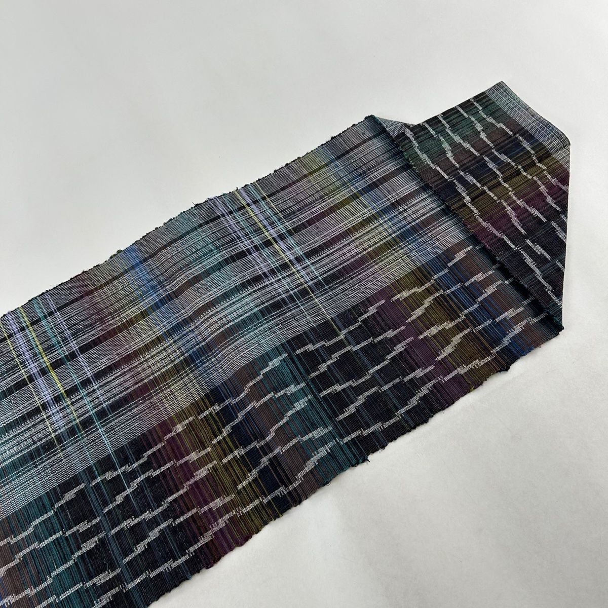 正絹　八寸名古屋帯 松葉仕立て　真綿紬　格子　墨黒✖️紫✖️藍色　美品 楽天市場】八寸袋名古屋帯 松葉仕立て 全通（変わり格子・青系）日本製