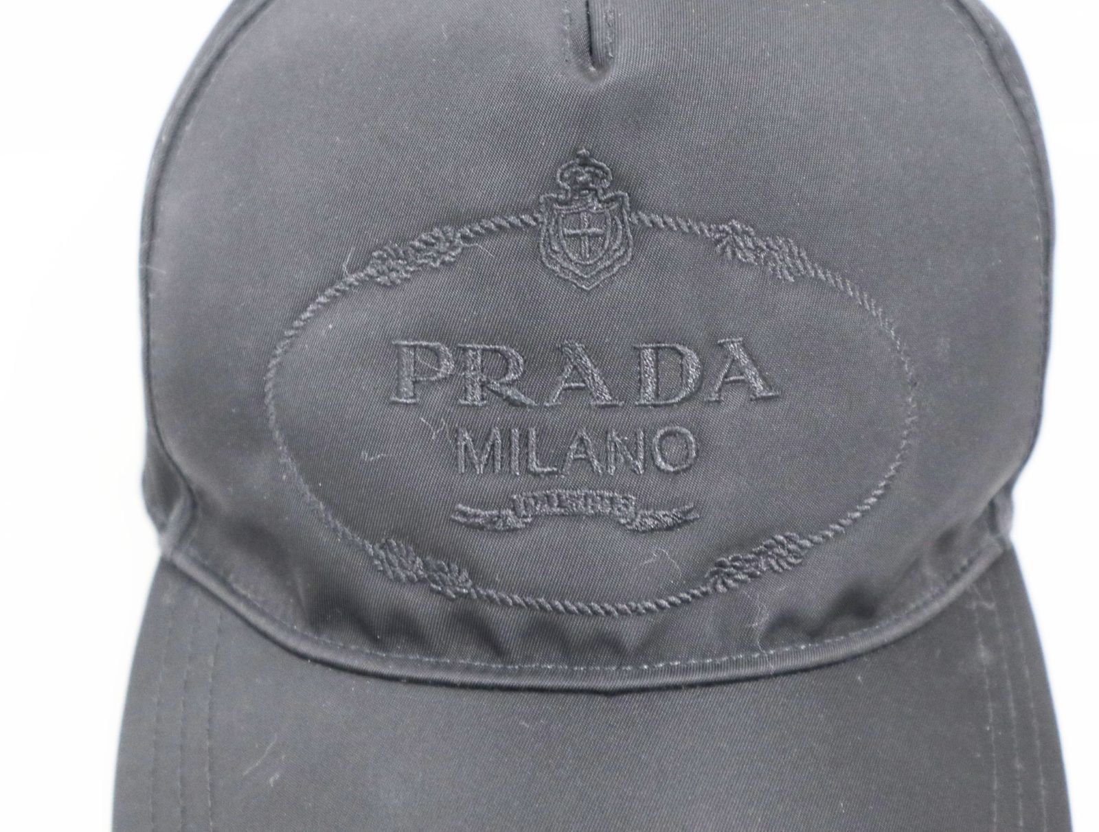 プラダ PRADA ベースボールキャップ ナイロン ブラック ロゴ