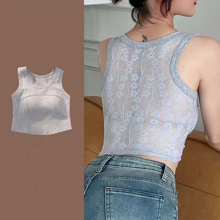 送料無料 カップ付き タンクトップ ブラトップ バックレース