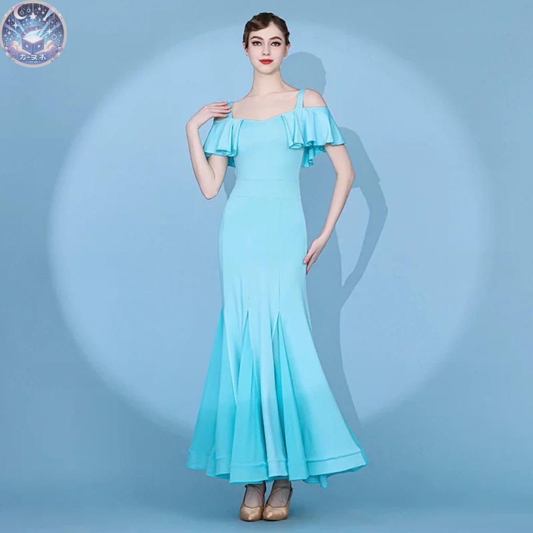 ♥ 爽やかでシンプルなデザイン ダンスに最適 ワンピースタイプ社交ダンス練習着