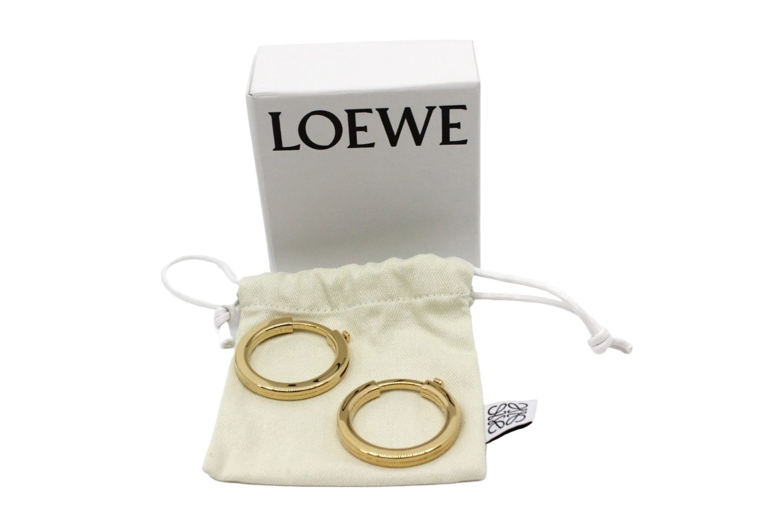 ☆超美品☆LOEWE ストラップリング チャーム ゴールドカラー 2個セット ロエベ ストラップ メタリックリング ゴールド 2個セット