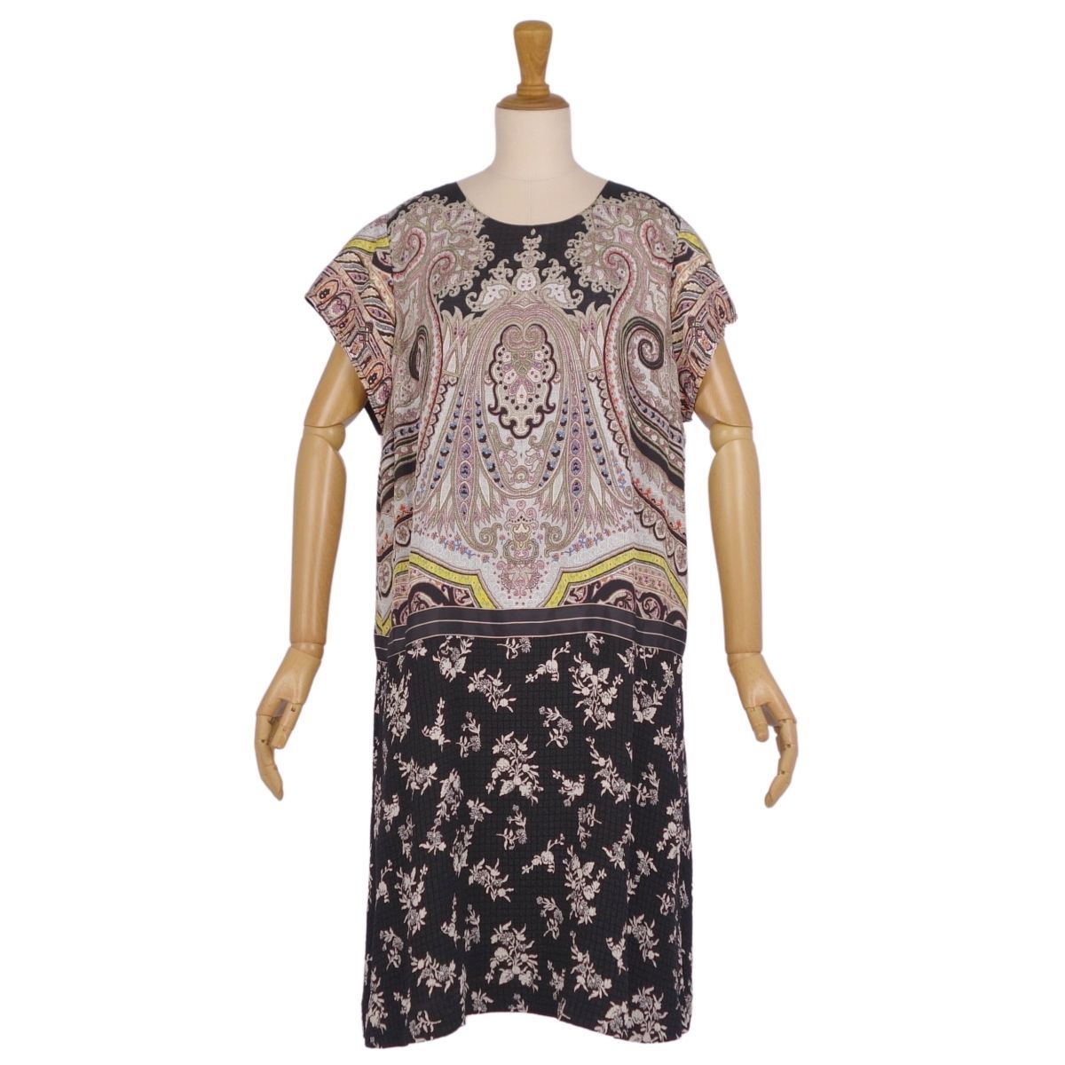 極美品 エトロ ETRO ワンピース ドレス フレンチスリーブ シルク