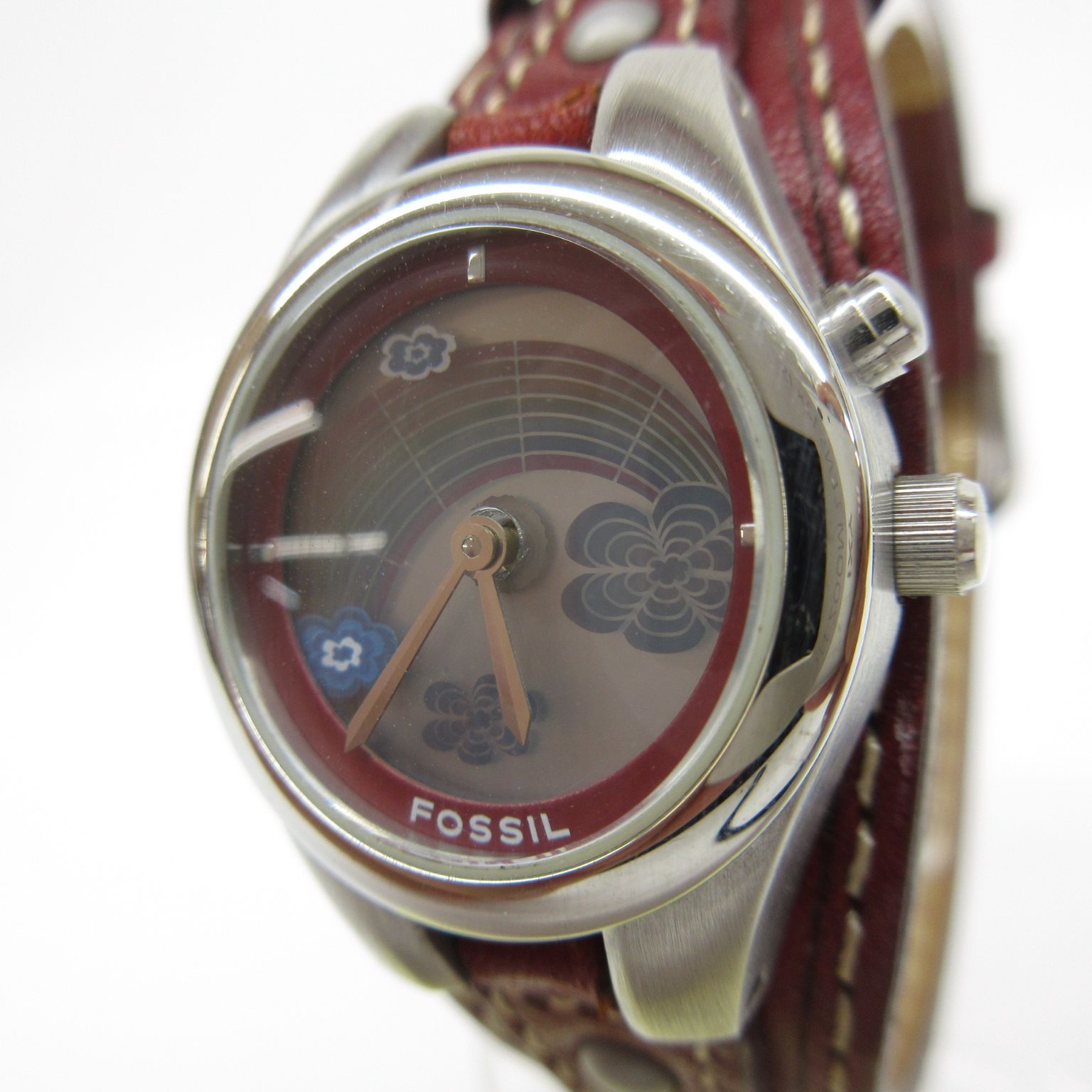 FOSSIL フォッシル BIGTIC ビッグティック 虹 花 稼働品 レザーベルト 