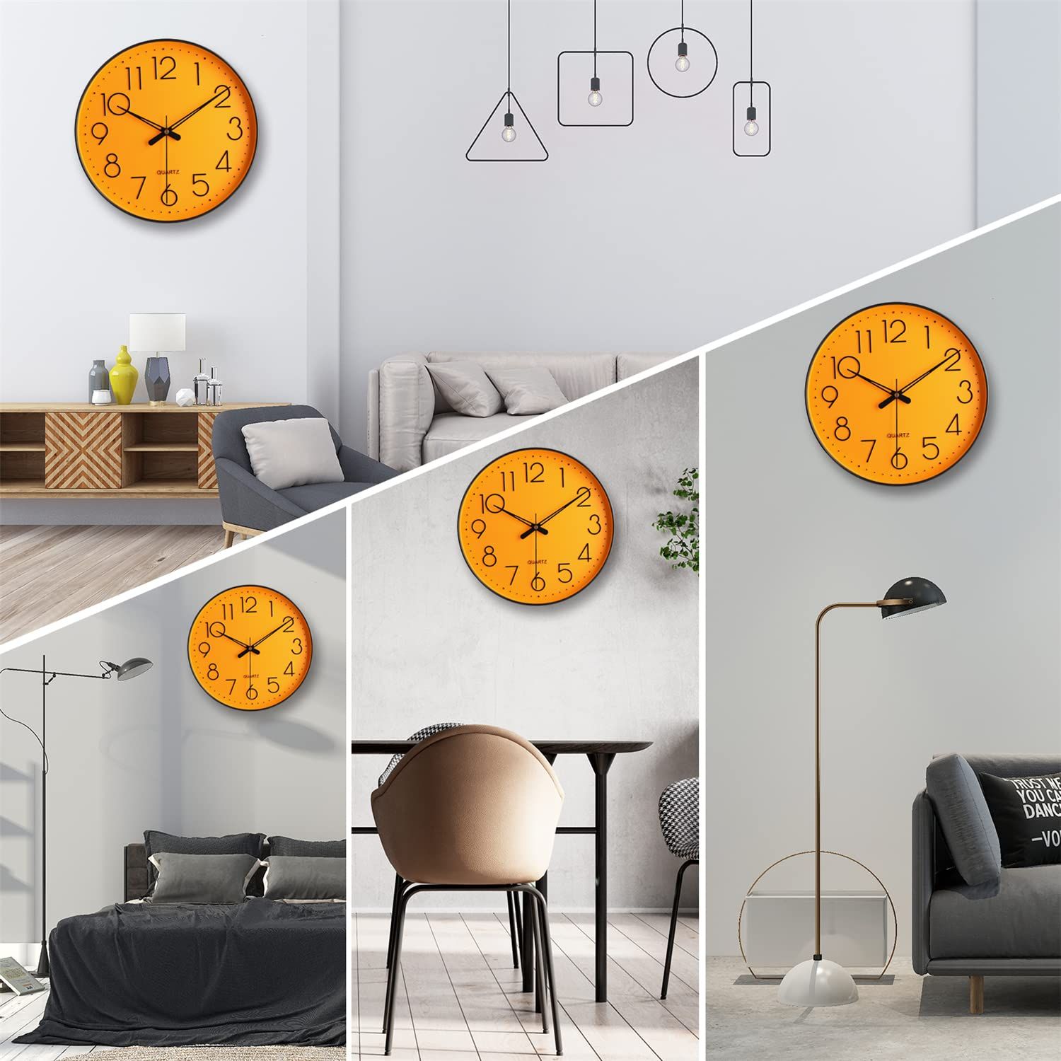 Topkey 壁掛け時計 12インチ 静音 カチカチカチ音なし アラビア数字