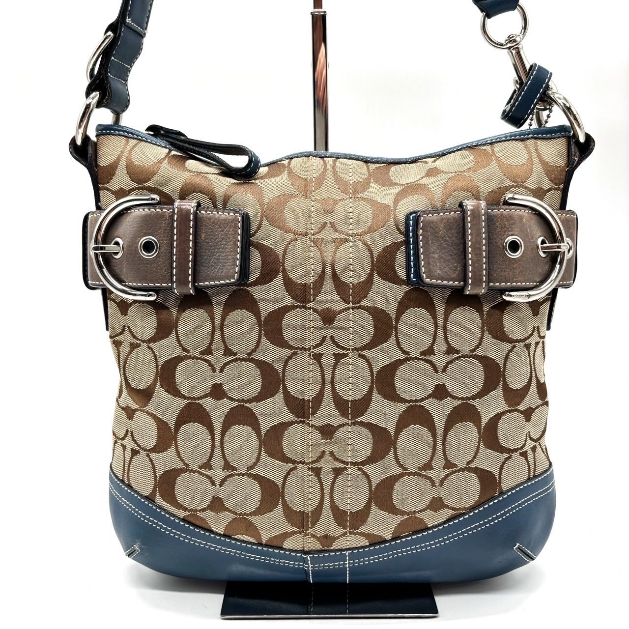 良品】COACH コーチ ショルダーバッグ ボディバッグ キャンバス レザー 