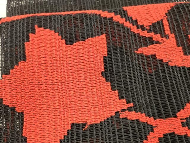 平和屋着物＊夏物 八寸名古屋帯 草花文 黒地 正絹 逸品 DAAX5695cm