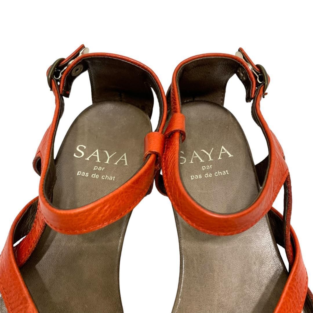 ✨美品✨SAYA サヤ パンプス フラットシューズ ストラップ サンダル レザー 美品】SAYA サヤ (23) サンダル ストラップ クロスベルト