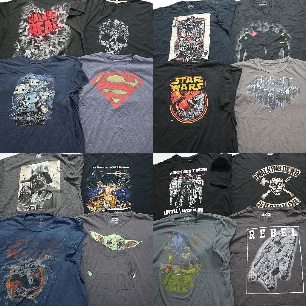 古着卸 まとめ売り 映画・ドラマ 半袖Tシャツ 16枚セット (メンズ 2XL /3XL /4XL ) ウォーキングデッド スターウォーズ TS11 MR8060