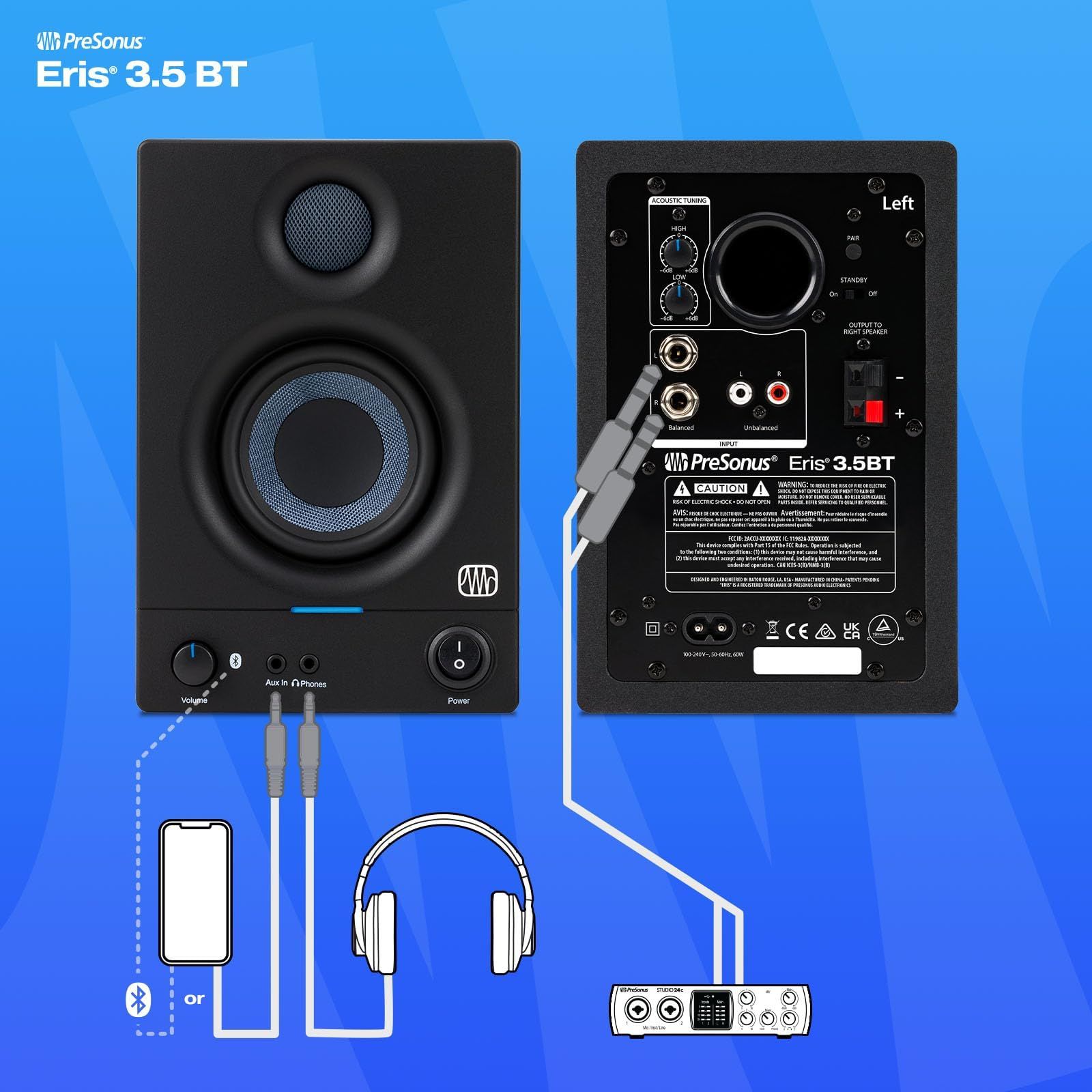 PreSonus Eris 3.5BT(2nd GEN） 2ウェイ・アクティブ・モニター 3.5