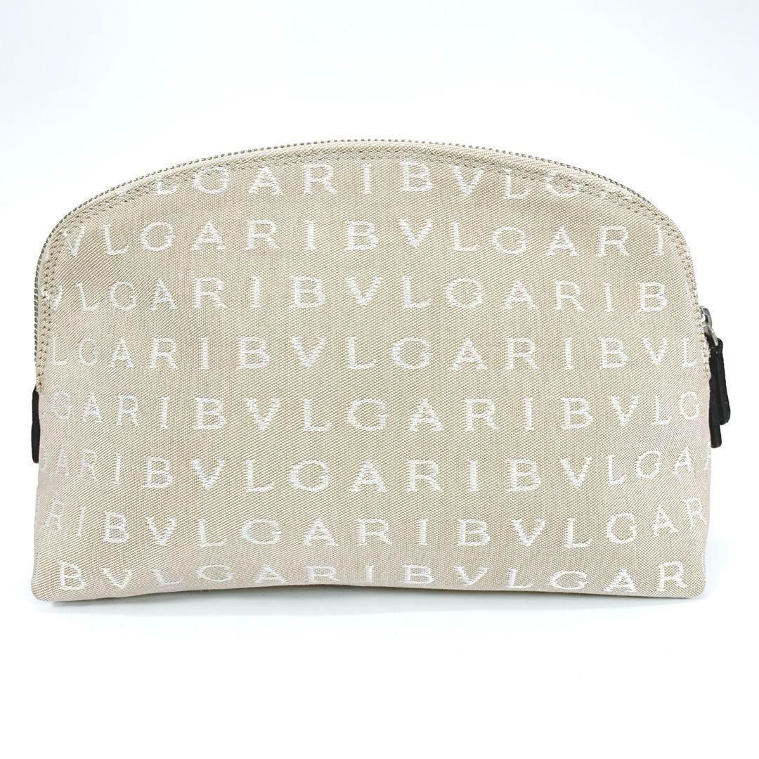 極美品　BVLGARI　ブルガリ　ロゴ　ポーチ　ベージュ　バッグインバッグ 極美品 BVLGARI ブルガリ ロゴ ポーチ ベージュ バッグイン