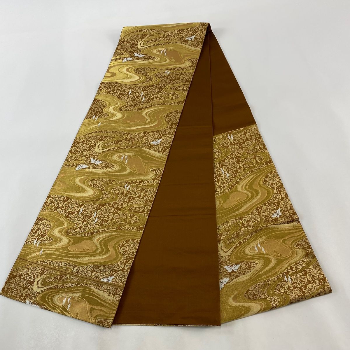 408my133☆袋帯 金糸 ラメ糸 蝶々☆美品 売切値下げ!!】408my133☆袋帯 金糸 ラメ糸 蝶々☆美品 - メルカリ