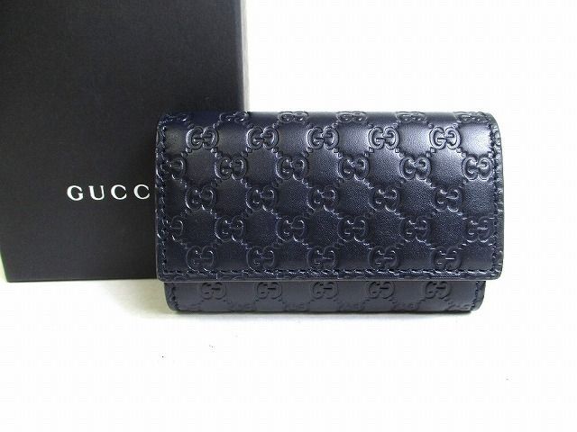 グッチ GUCCI GG マイクログッチシマ レザー シルバー金具 6連 キーケース キーリング メンズ レディース 【未使用保管品】