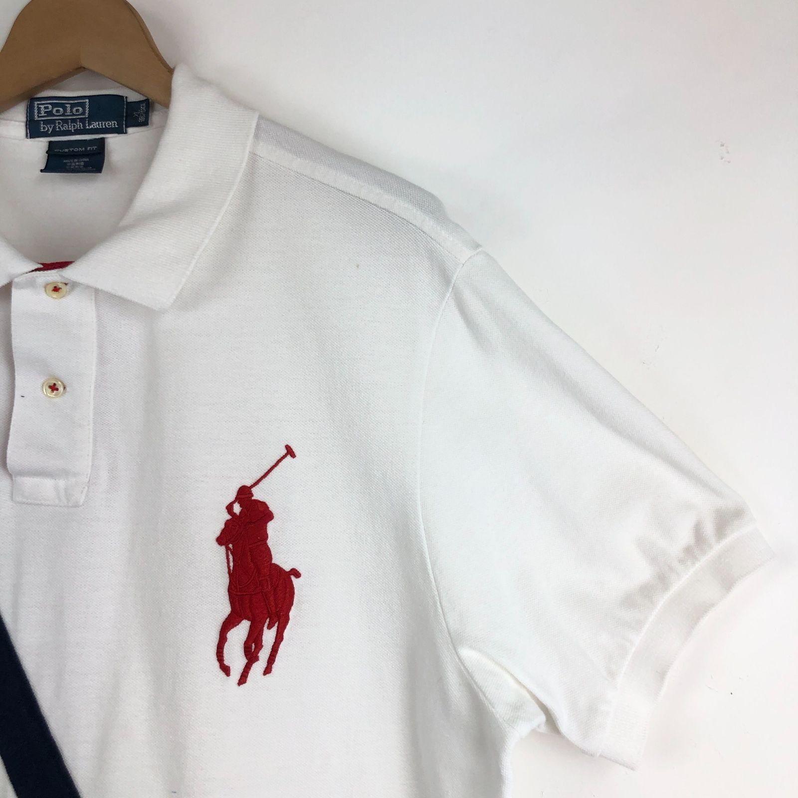 90s ラルフローレン RALPH LAUREN ポロシャツ デカロゴ刺繍 USオープン