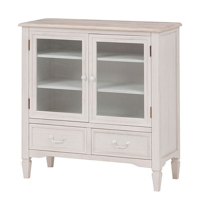 BROCANTE ブロカント キャビネット 食器棚 ホワイト色 おしゃれ シャビーシック家具 TV台 フレンチカントリー 白家具 姫系 アンティーク家具 カントリー アンティーク
