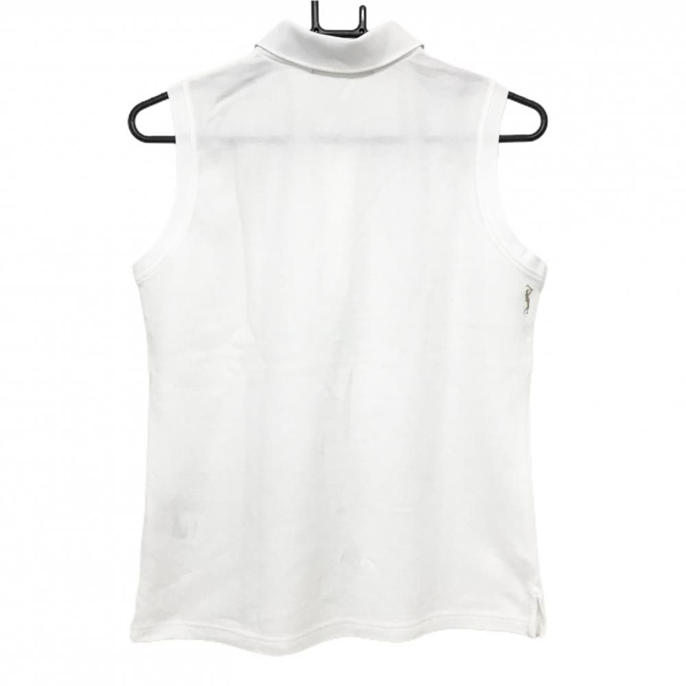 超美品】マークアンドロナ ノースリーブポロシャツ 白 肩シアー素材