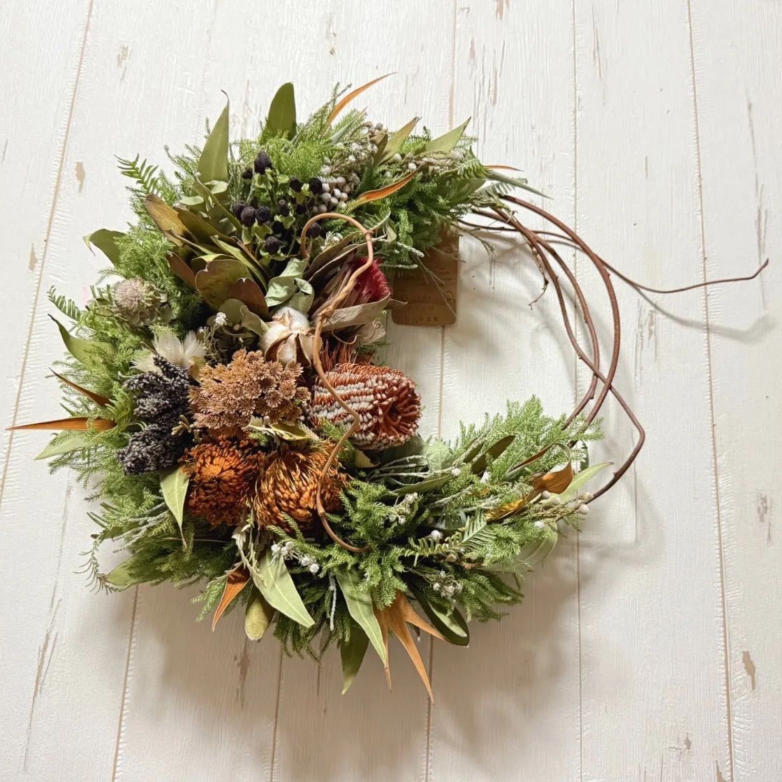 ワイルドフラワーリース (直径約36cm) ドライフラワーリース ハーフ