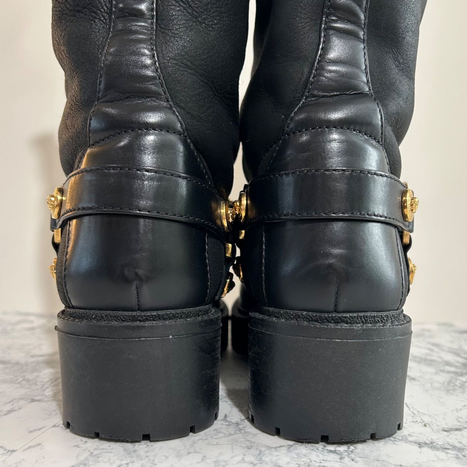 VERSACE ヴェルサーチェ メデューサ メタル ムートン レザー切替