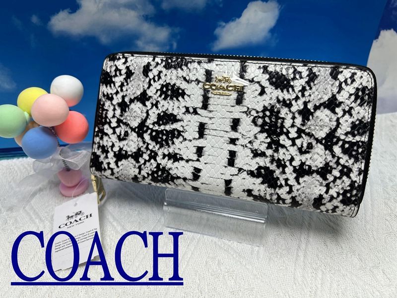 COACH  長財布 コーチ財布 シグネチャー アコーディオン ジッピーウォレット 蛇柄 スネーク型押し  プレゼント 贈り物 ギフト   敬老の日 財布 レディース 新品未使用 ブランド ブランド  ファッション B183 F53659 14