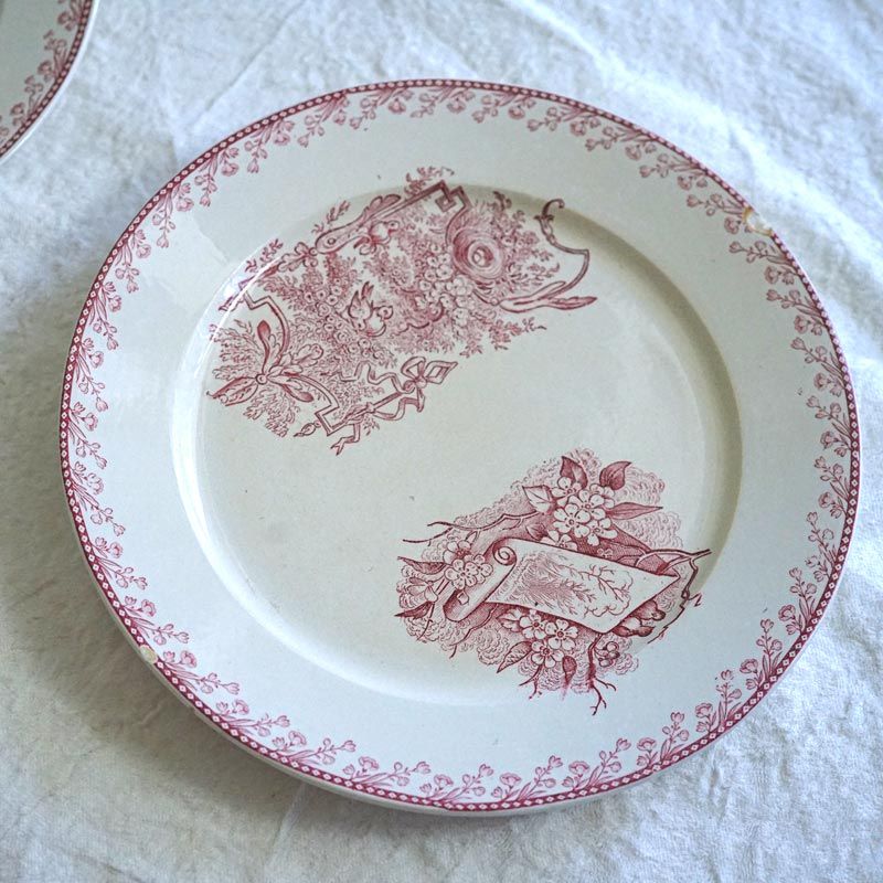 フランスアンティーク ペクソンヌ 鳥 PEXONNE Oiseauxのプレート22.5cm