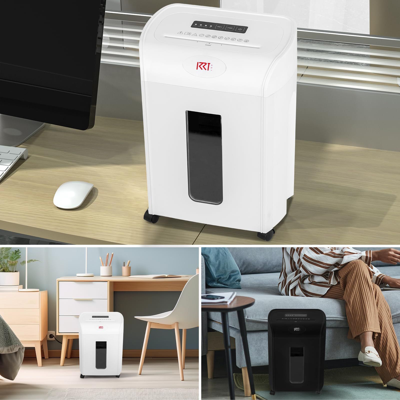 シュレッダー 18L大容量 電動 業務用 家庭用 10枚同時細断 静音 コンパクト マイクロカット2x12mm細密 キャスター付き 引き出しビン 郵便物 カード類 ホッチキス針 クリップ対応可 ホワイト WWW_SUPERTOOLSSHOP_NL